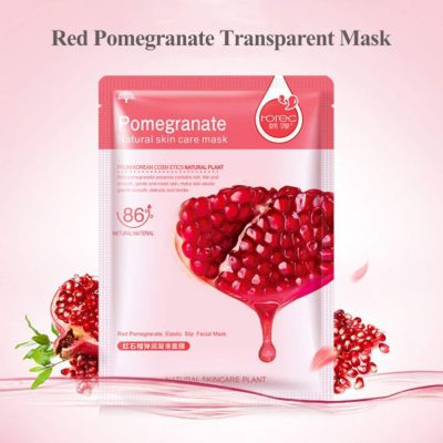 ماسک ورقه ای آبرسان صورت عصاره انار برند رورک pomegranate skin mask rorec